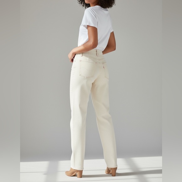 Good American 90s Icon Straight Slim Jeans Bone Color NWT 14/ 32 Inseam - Picture 2 of 11